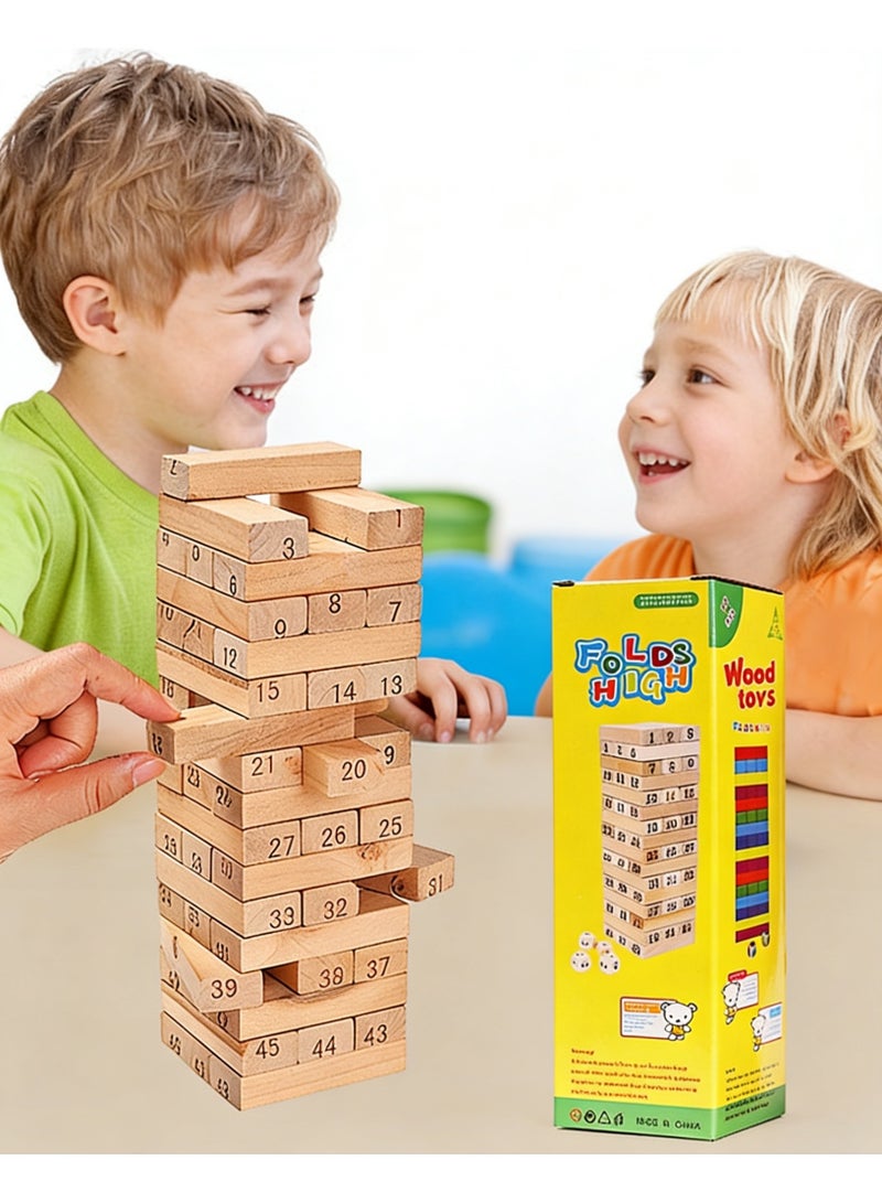 Sharpdo 48-Wooden Piece Beech Jenga Fold High Stacking Creative Toy Set for Building, Toppling and Tumbling Games,For Children And Adult,Number 1 in Timber Tower Wood Block Stacking Game, Deluxe Stacking Game - Image 2